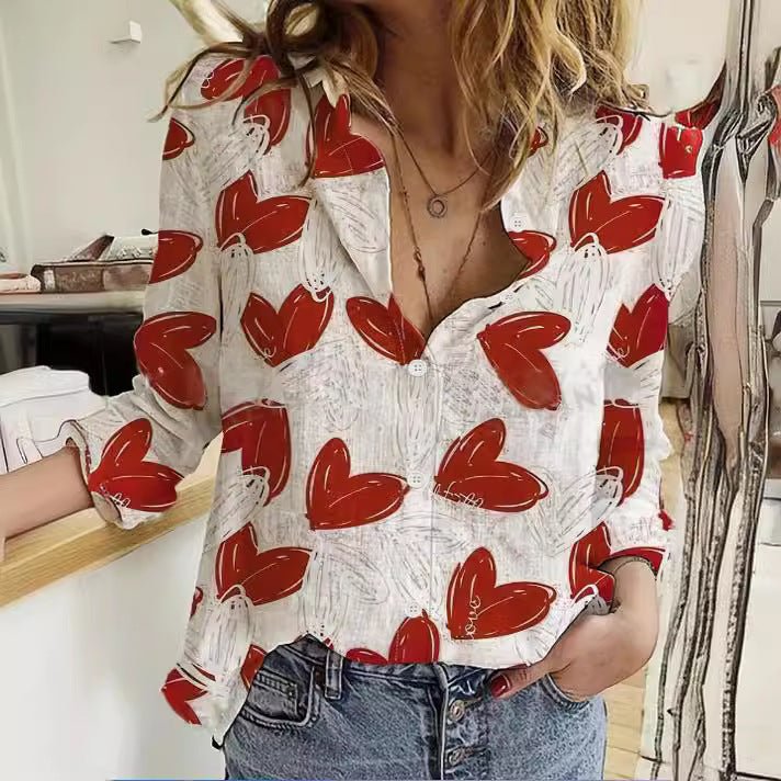 Cardigan Stand Collar Printed Shirt - AmiraMart
