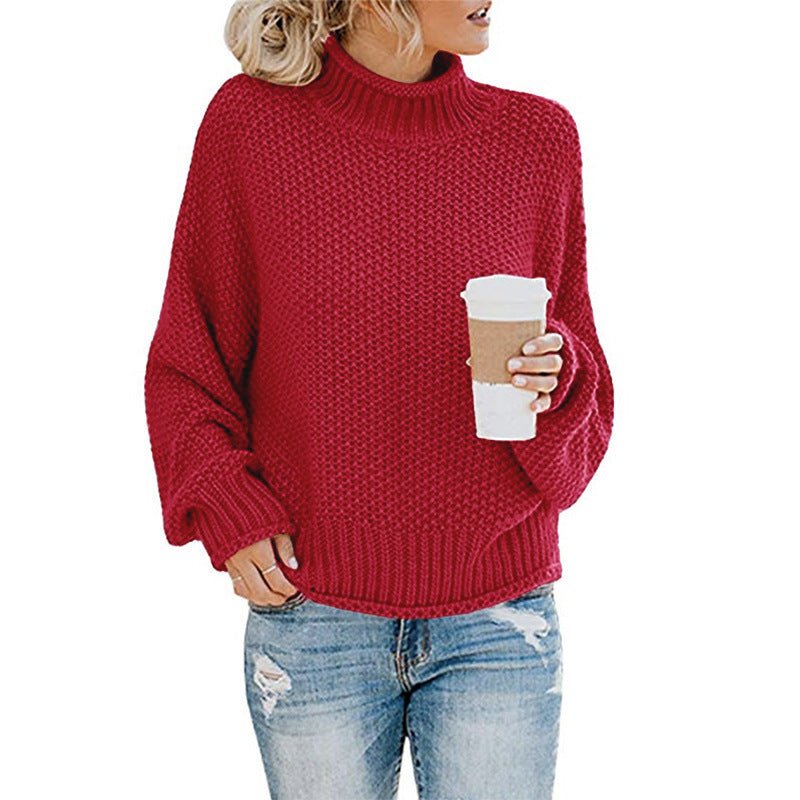 Cardigan Thick Thread Turtleneck Pullover - AmiraMart
