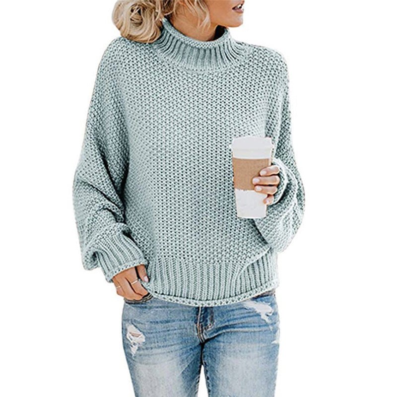 Cardigan Thick Thread Turtleneck Pullover - AmiraMart