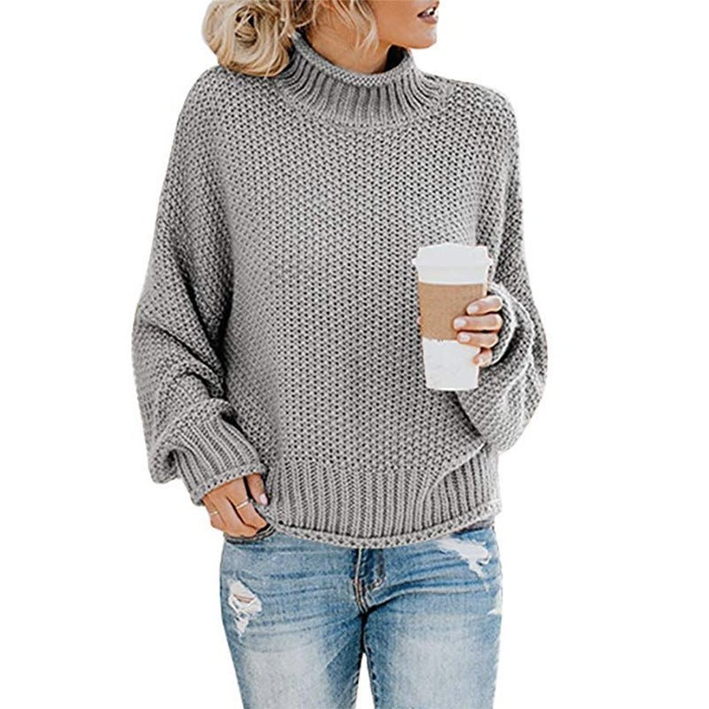 Cardigan Thick Thread Turtleneck Pullover - AmiraMart