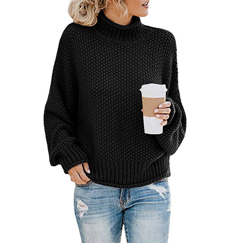Cardigan Thick Thread Turtleneck Pullover - AmiraMart