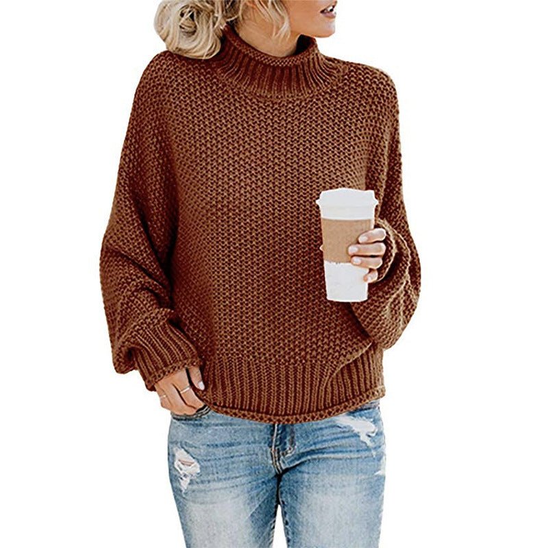 Cardigan Thick Thread Turtleneck Pullover - AmiraMart