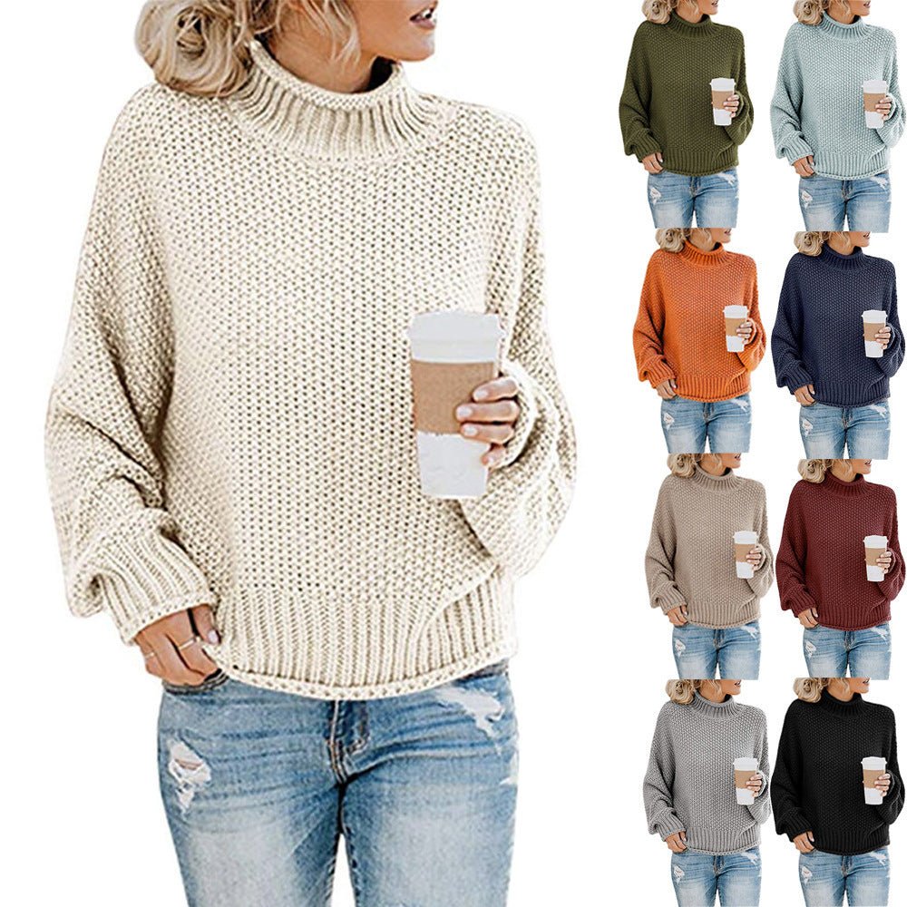 Cardigan Thick Thread Turtleneck Pullover - AmiraMart