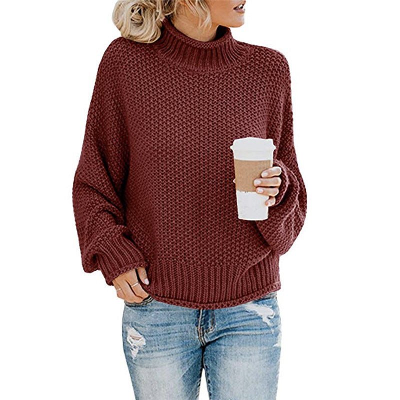 Cardigan Thick Thread Turtleneck Pullover - AmiraMart