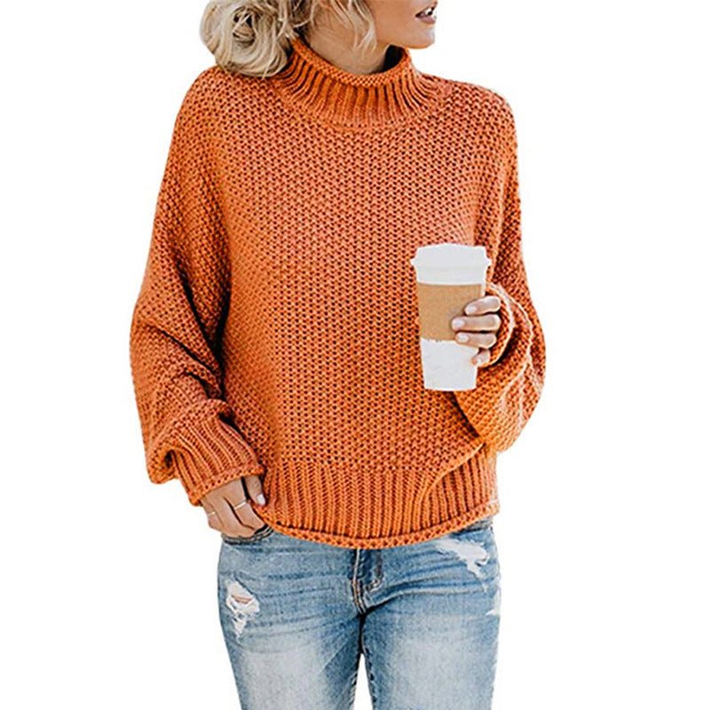 Cardigan Thick Thread Turtleneck Pullover - AmiraMart
