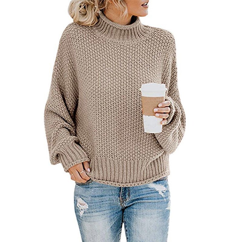 Cardigan Thick Thread Turtleneck Pullover - AmiraMart