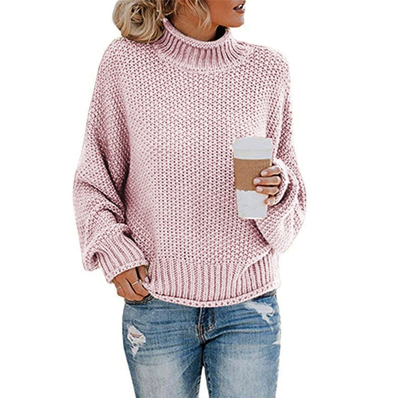 Cardigan Thick Thread Turtleneck Pullover - AmiraMart