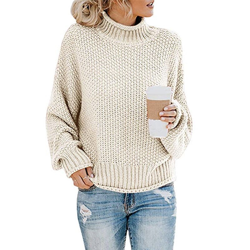 Cardigan Thick Thread Turtleneck Pullover - AmiraMart