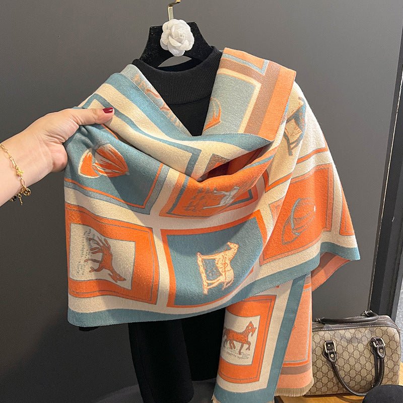 Carriage Artificial Cashmere Scarf - AmiraMart