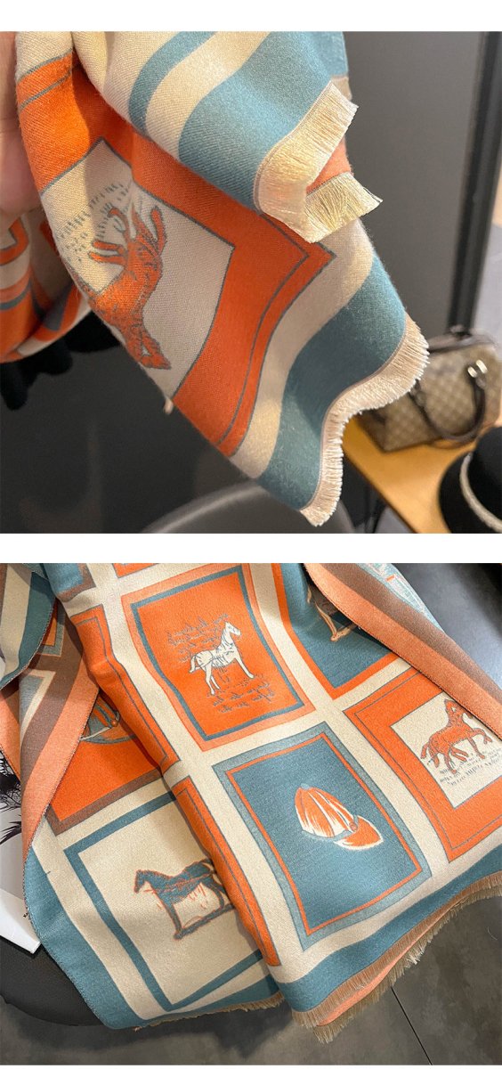 Carriage Artificial Cashmere Scarf - AmiraMart
