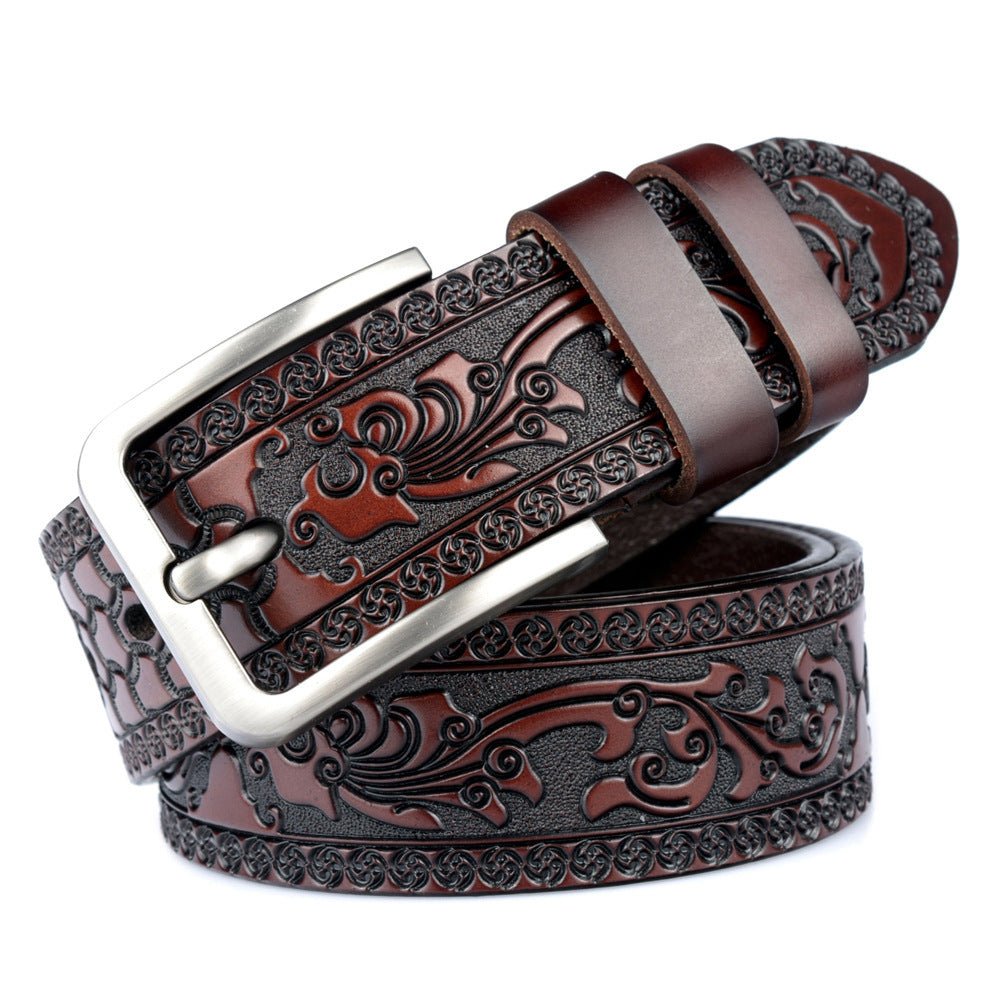 Carved Craft Men's Leather Belt | Elegant & Durable - AmiraMart