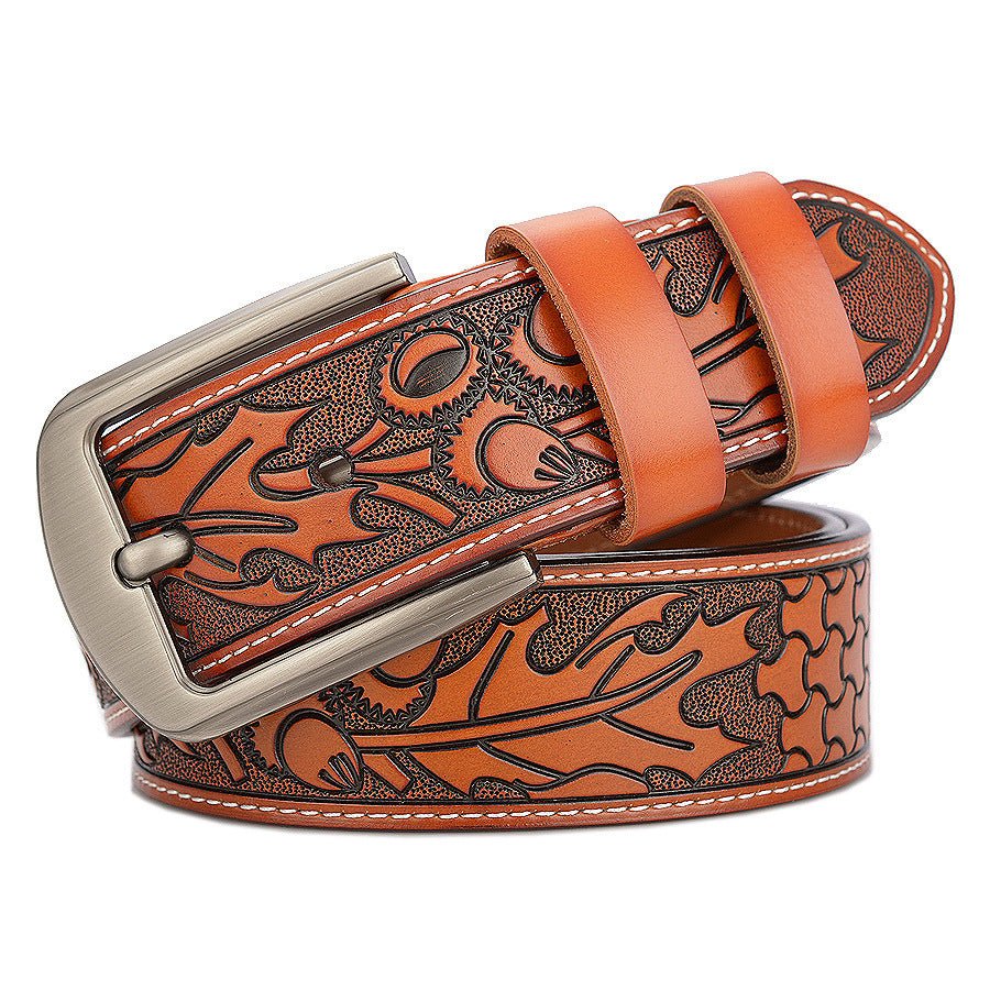 Carved Craft Men's Leather Belt | Elegant & Durable - AmiraMart