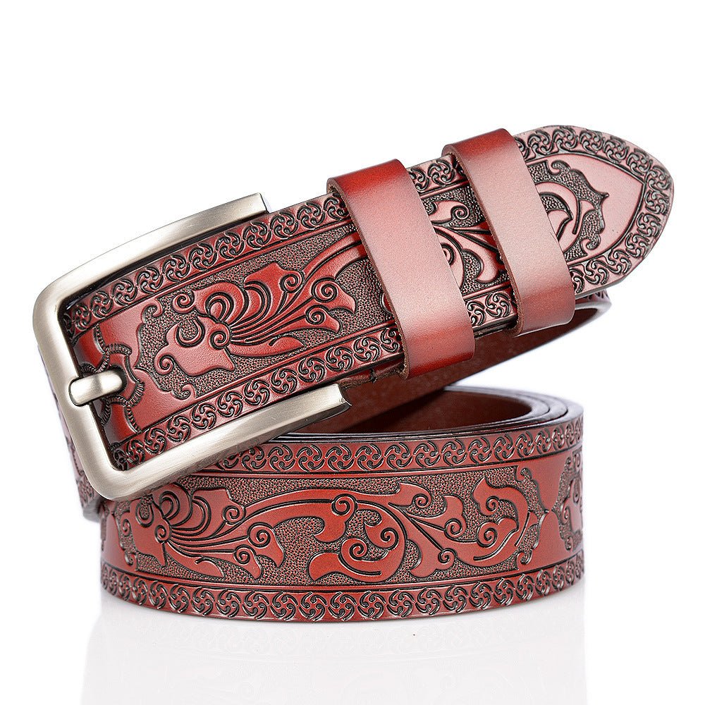 Carved Craft Men's Leather Belt | Elegant & Durable - AmiraMart