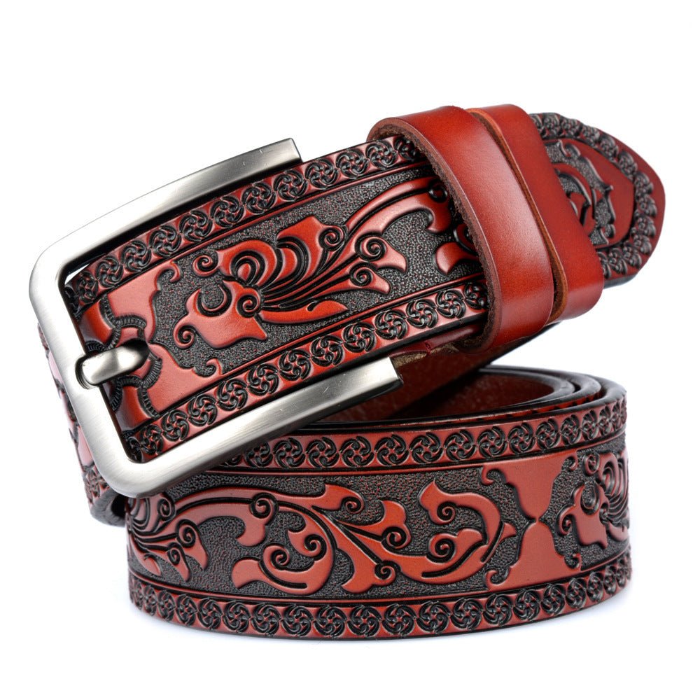 Carved Craft Men's Leather Belt | Elegant & Durable - AmiraMart