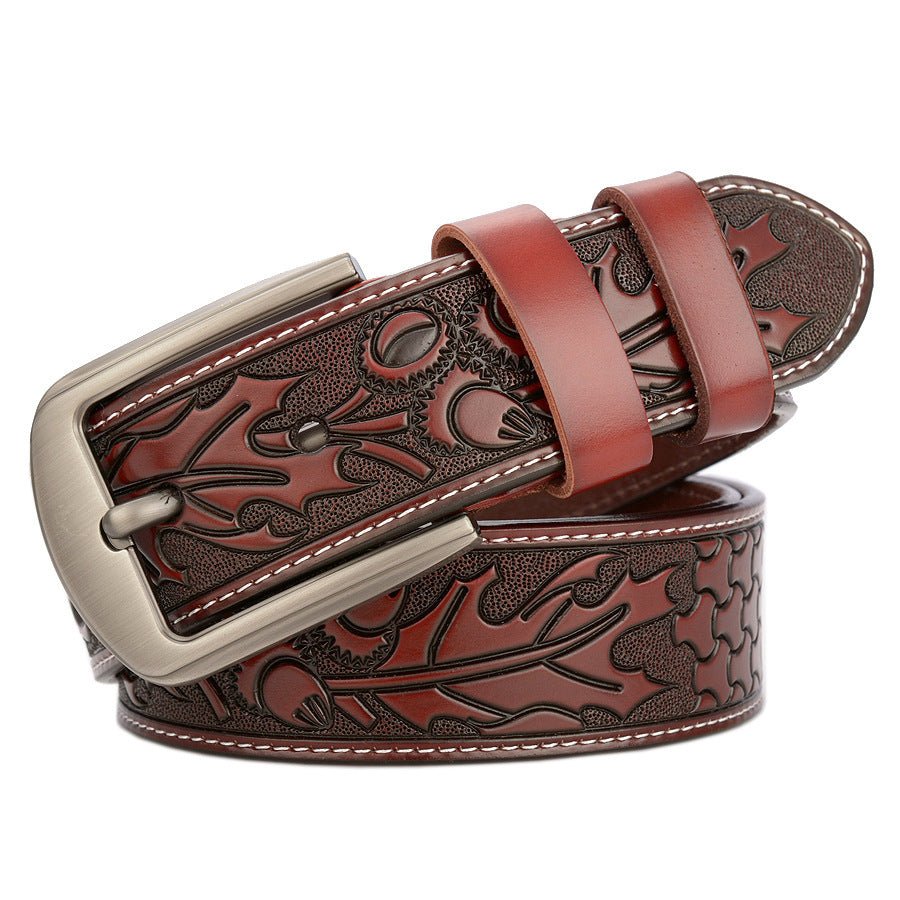 Carved Craft Men's Leather Belt | Elegant & Durable - AmiraMart