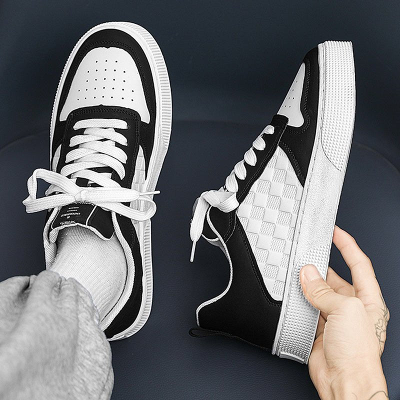 Casual Lace - up Sneakers Men Fashion Breathable Plaid Flats Shoes - AmiraMart