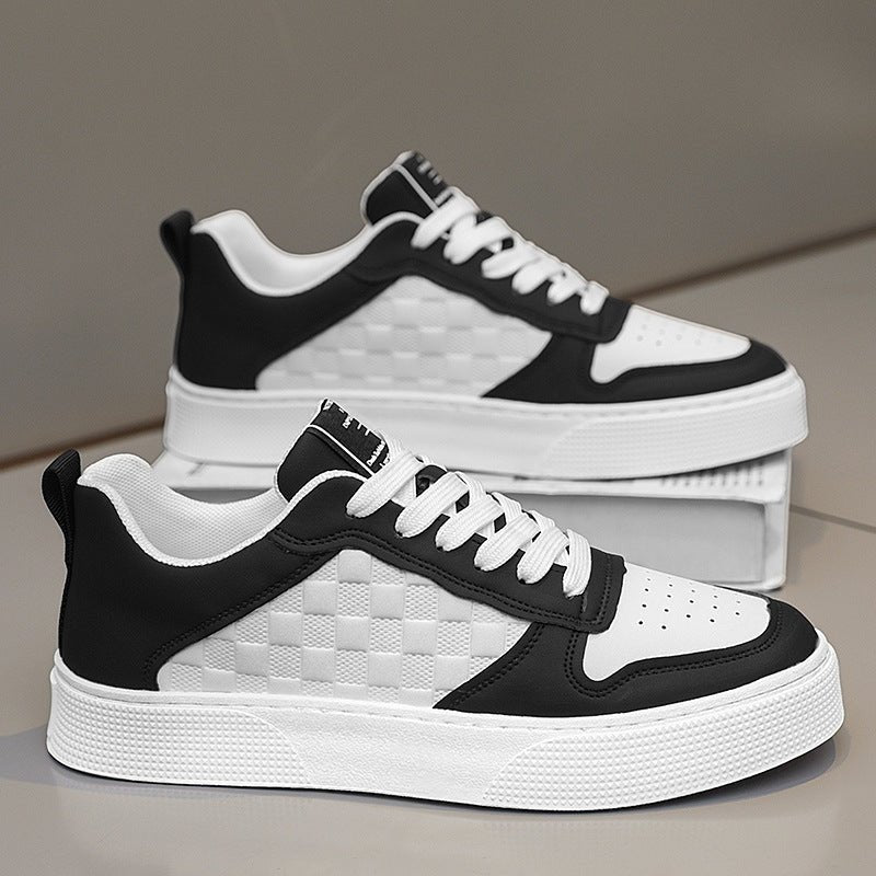 Casual Lace - up Sneakers Men Fashion Breathable Plaid Flats Shoes - AmiraMart