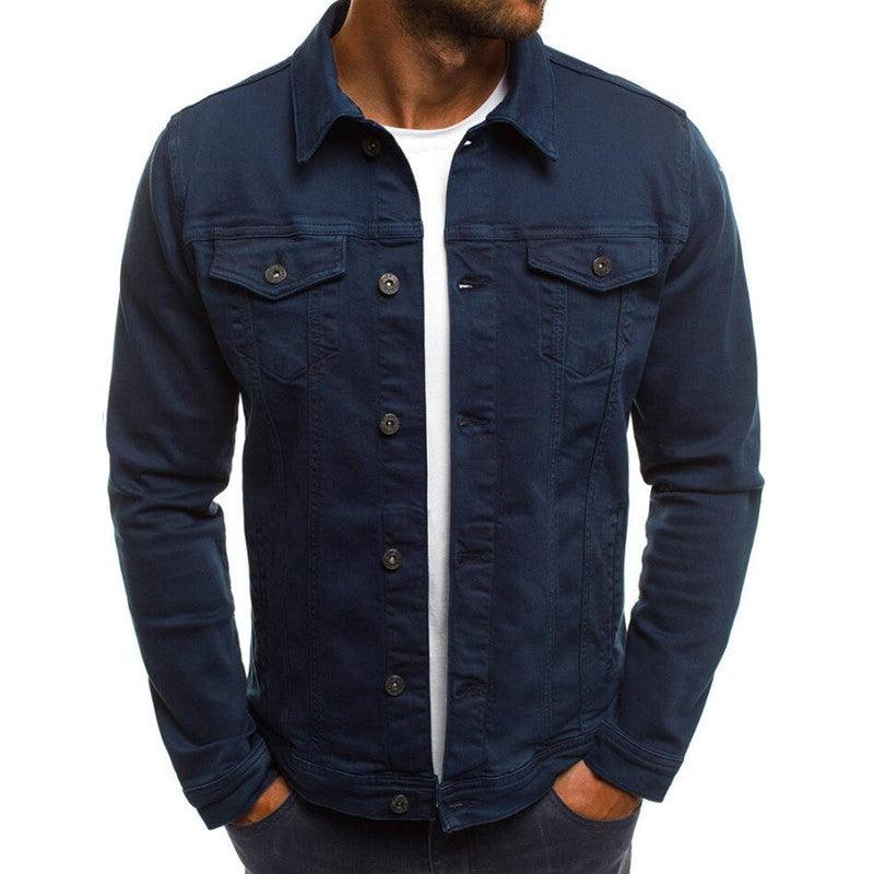 Casual Men Jacket Denim Button Shirt - AmiraMart