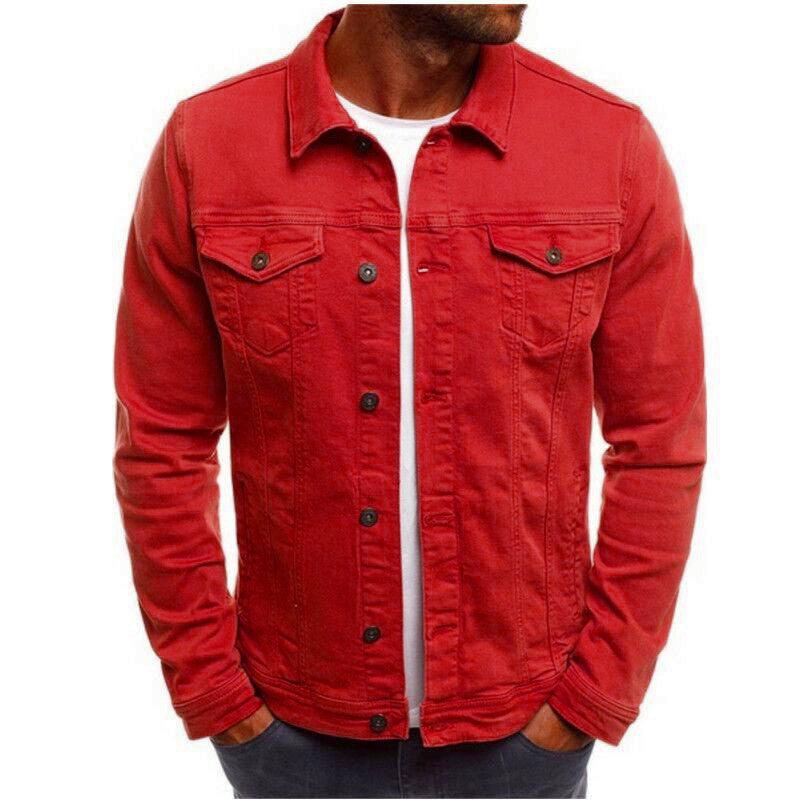 Casual Men Jacket Denim Button Shirt - AmiraMart