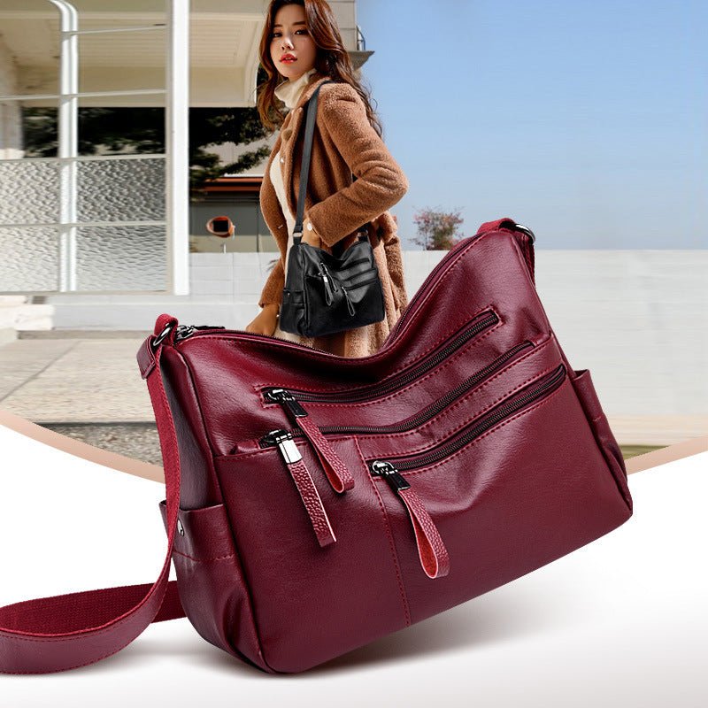 Casual soft leather diagonal bag - AmiraMart