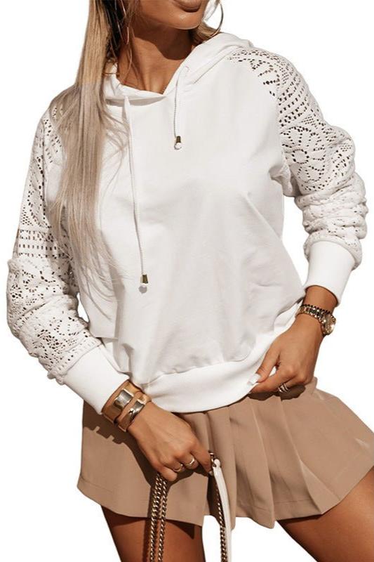 Casual Style Lace Stitching Sweatshirt - AmiraMart