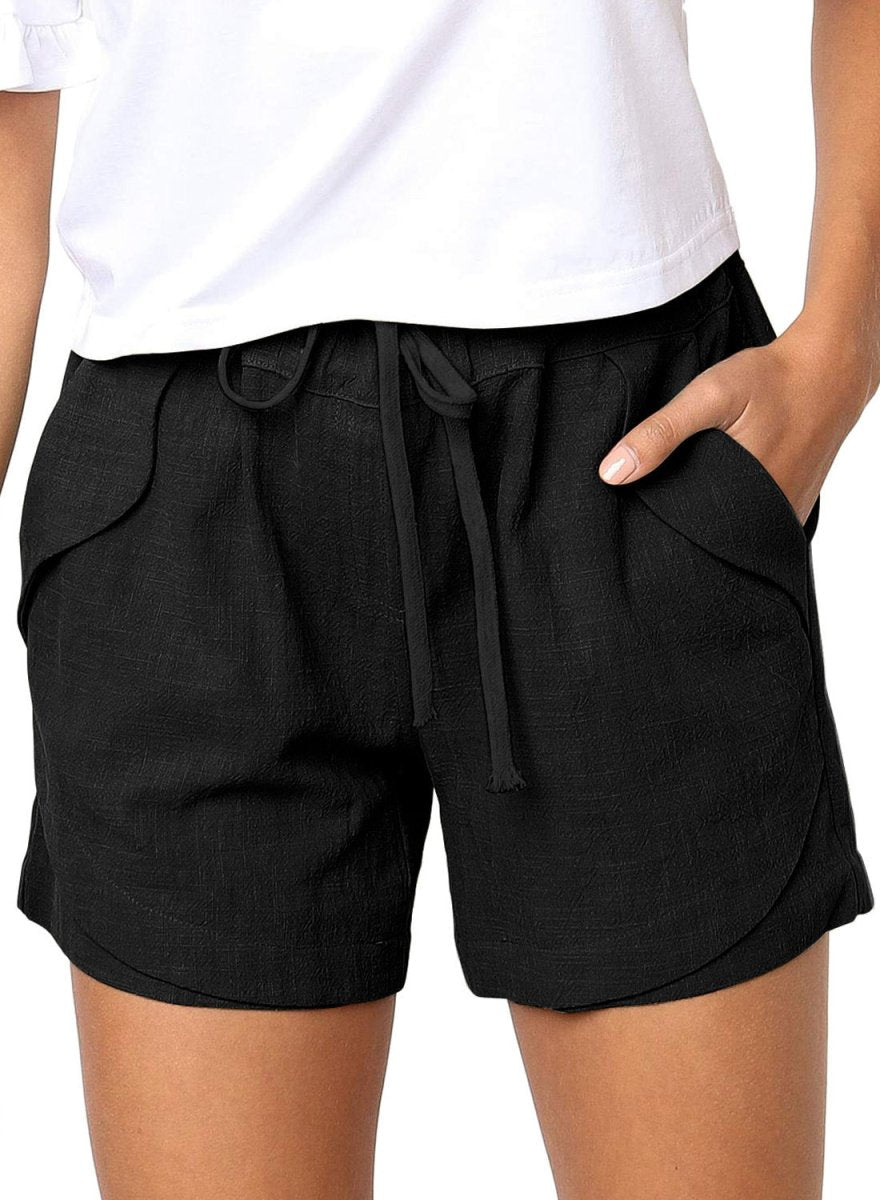 Casual Tencel High Waist Tie Loose Wide Leg Short - AmiraMart