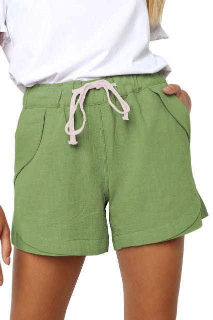 Casual Tencel High Waist Tie Loose Wide Leg Short - AmiraMart