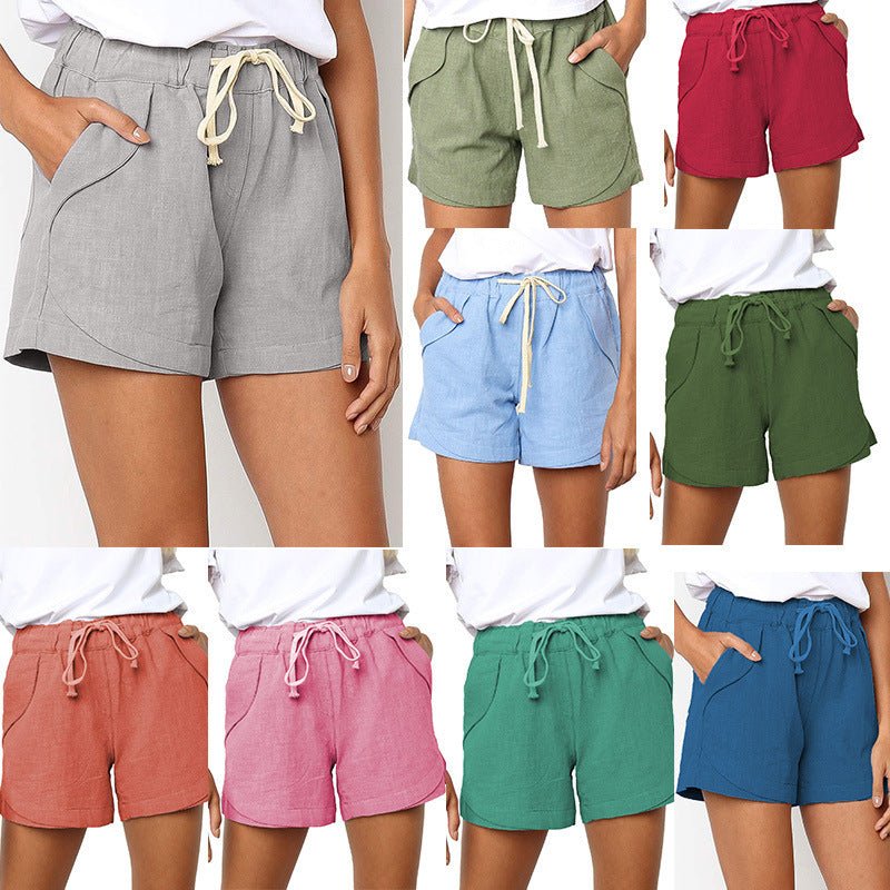 Casual Tencel High Waist Tie Loose Wide Leg Short - AmiraMart