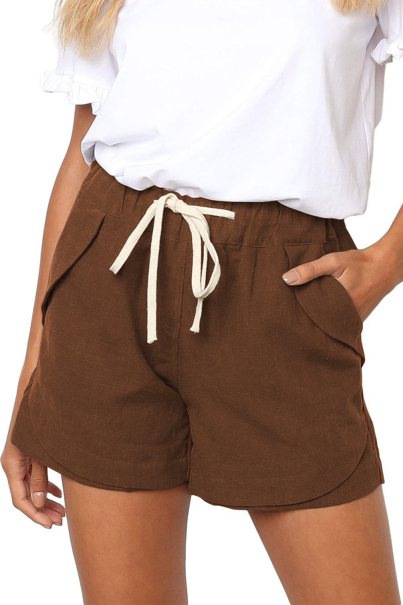 Casual Tencel High Waist Tie Loose Wide Leg Short - AmiraMart