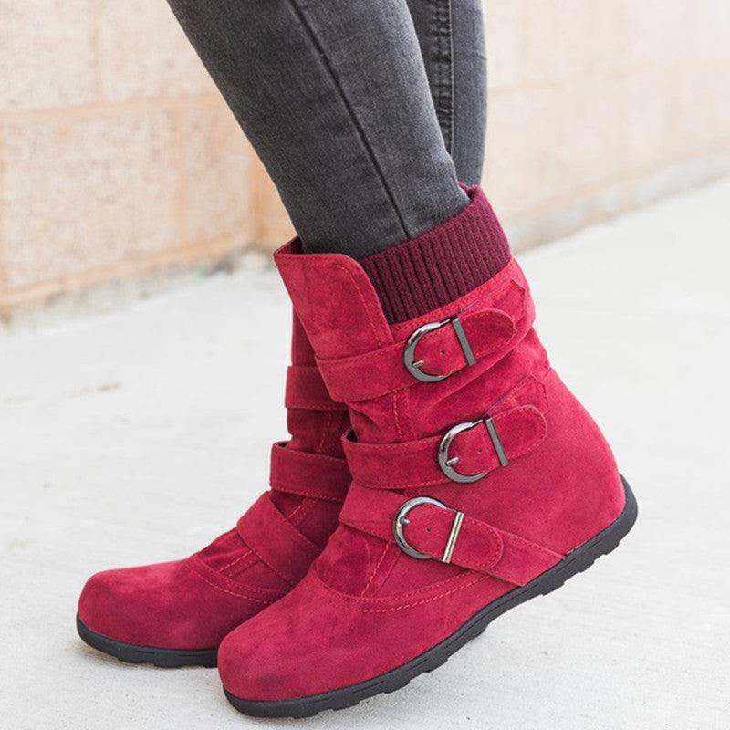 Casual Winter Boots Strap Buckle Shoes - AmiraMart