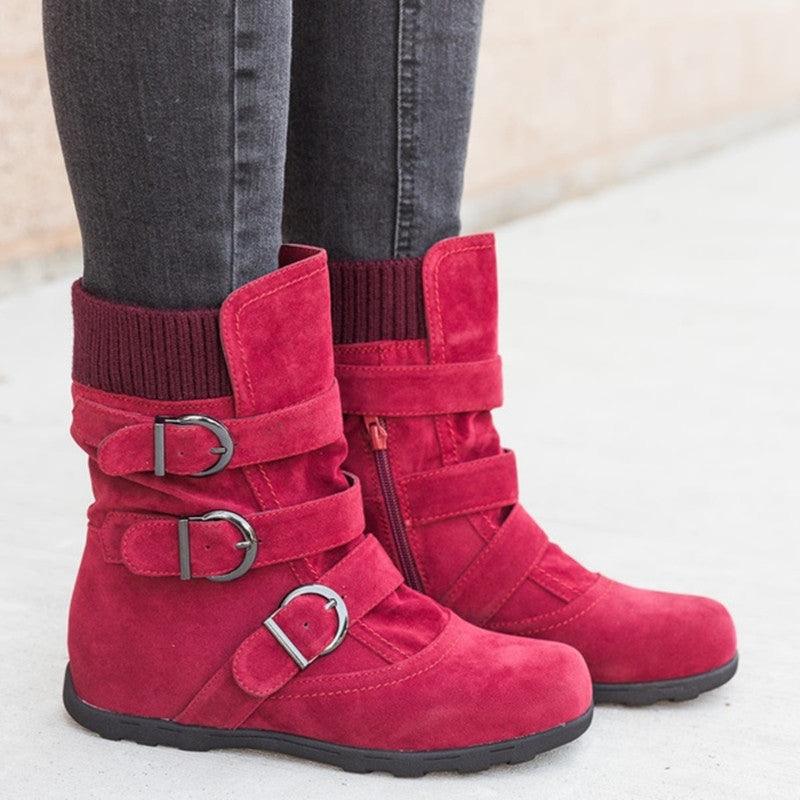 Casual Winter Boots Strap Buckle Shoes - AmiraMart