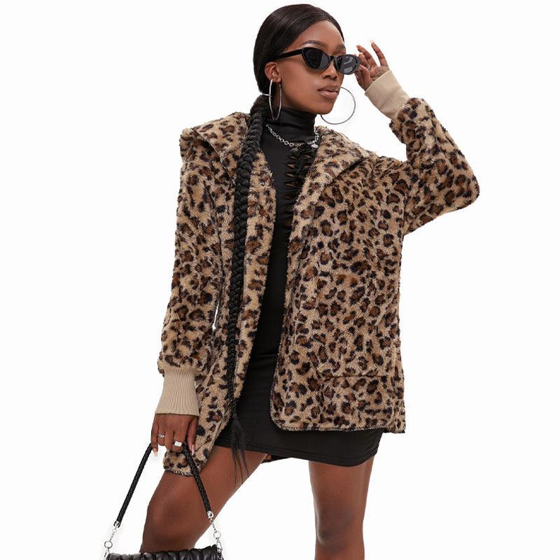 Casual Women's Hooded Solid Color Warm Plush Jacket - AmiraMart