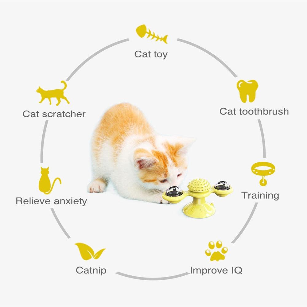 Cat Rotating Windmill Multi - Function Toys Itch Scratching Device Teeth Shining Toy - AmiraMart