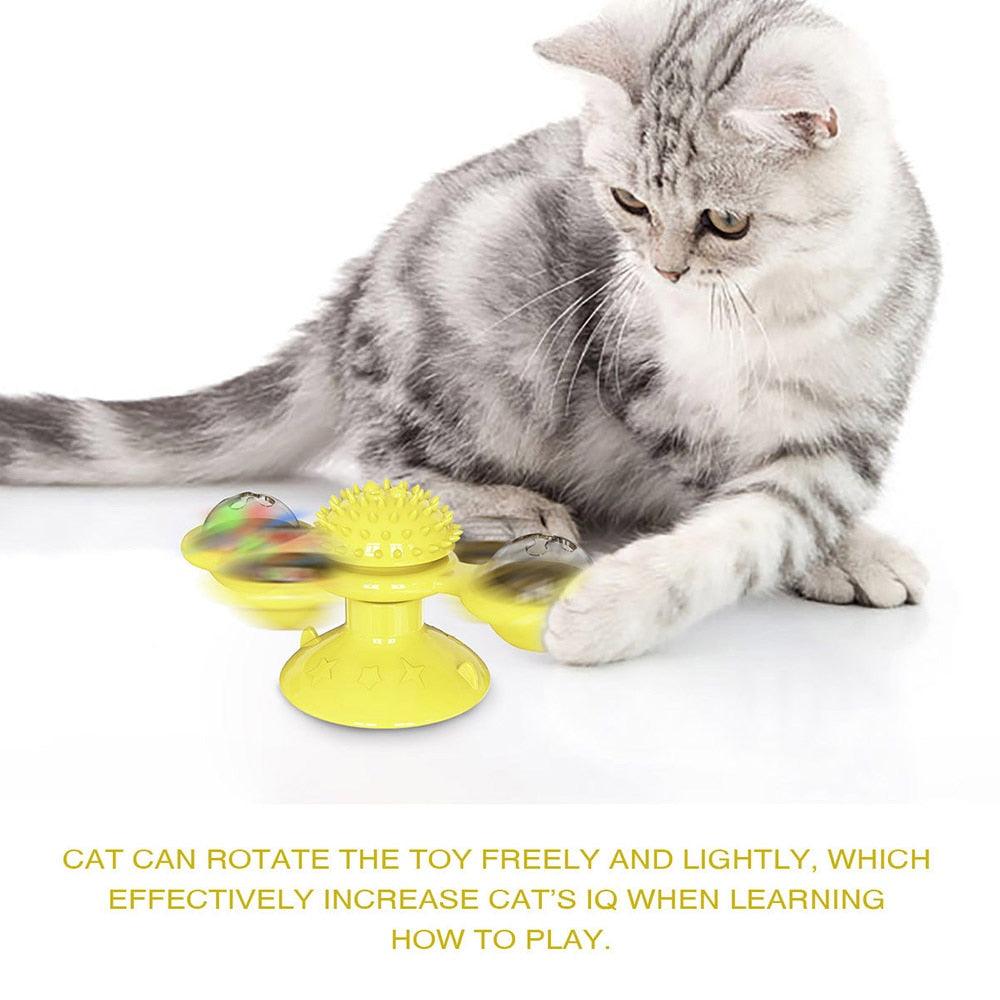 Cat Rotating Windmill Multi - Function Toys Itch Scratching Device Teeth Shining Toy - AmiraMart