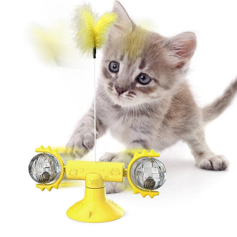 Cat Rotating Windmill Multi - Function Toys Itch Scratching Device Teeth Shining Toy - AmiraMart