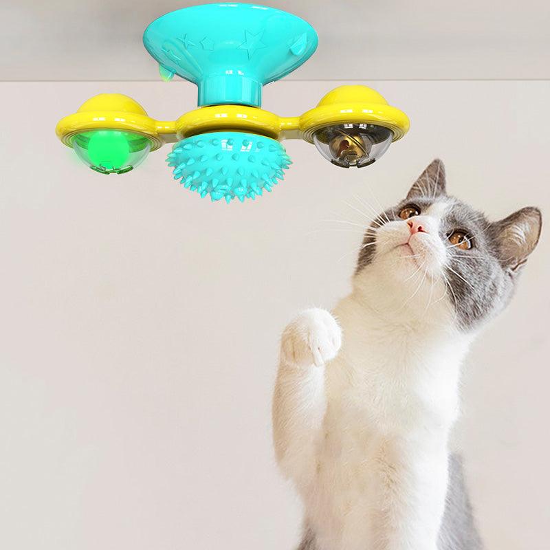 Cat Rotating Windmill Multi - Function Toys Itch Scratching Device Teeth Shining Toy - AmiraMart