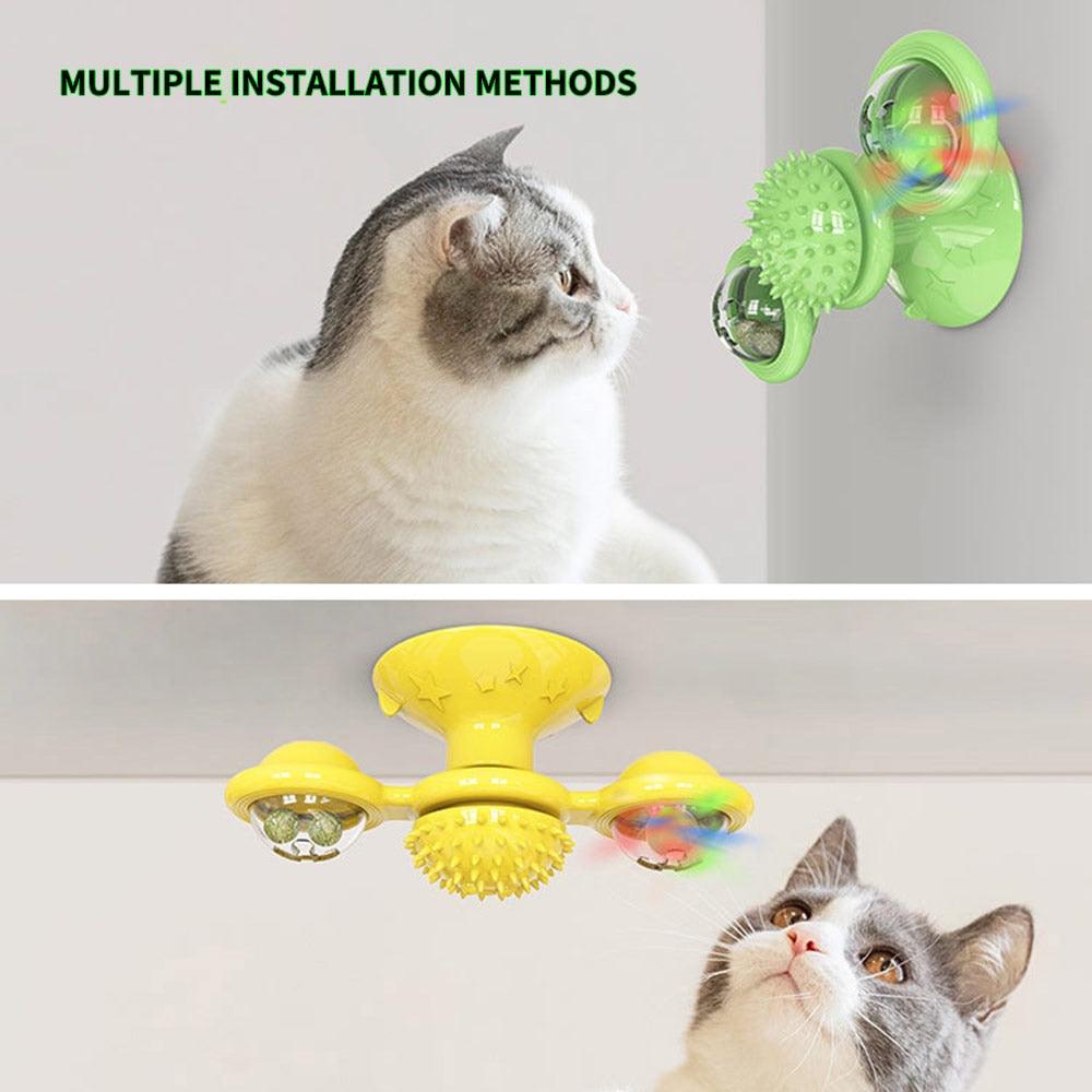 Cat Rotating Windmill Multi - Function Toys Itch Scratching Device Teeth Shining Toy - AmiraMart
