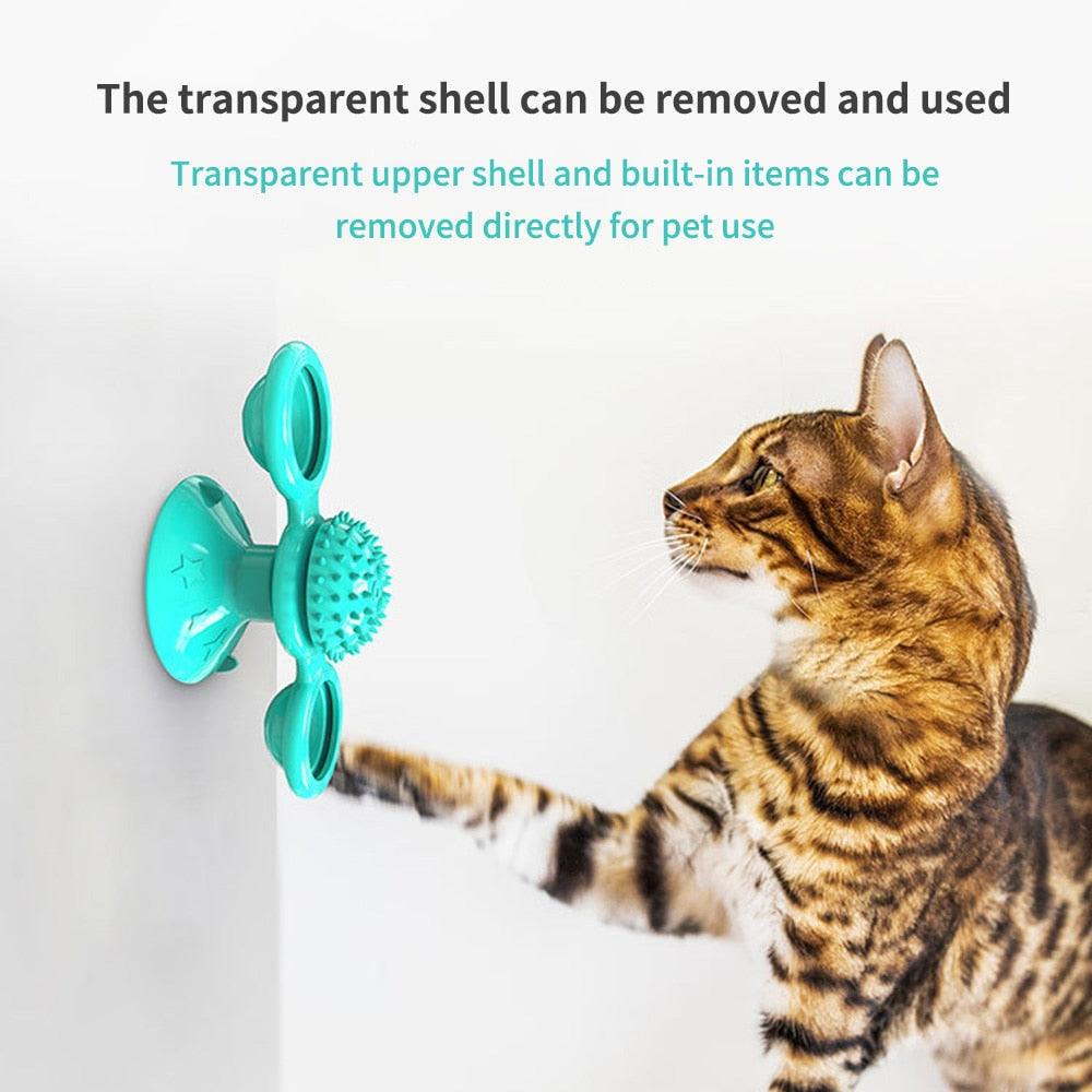 Cat Rotating Windmill Multi - Function Toys Itch Scratching Device Teeth Shining Toy - AmiraMart