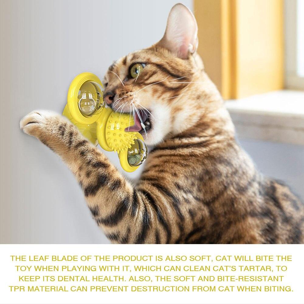 Cat Rotating Windmill Multi - Function Toys Itch Scratching Device Teeth Shining Toy - AmiraMart