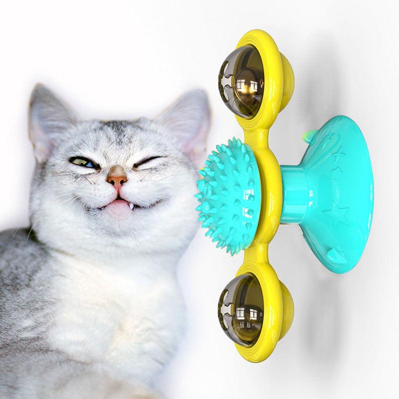Cat Rotating Windmill Multi - Function Toys Itch Scratching Device Teeth Shining Toy - AmiraMart