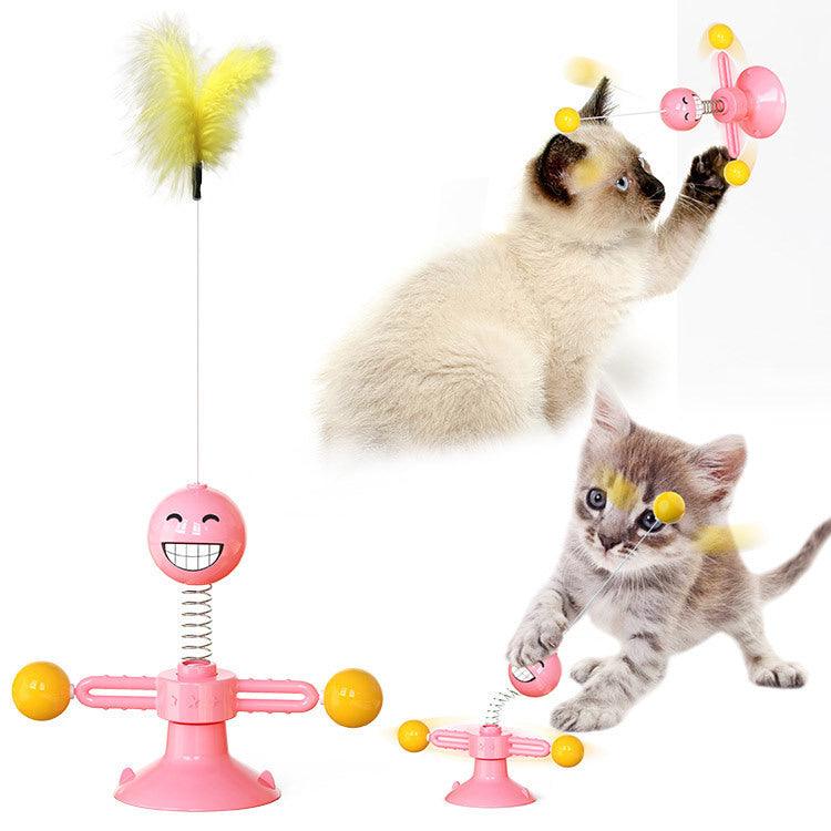 Cat Rotating Windmill Multi - Function Toys Itch Scratching Device Teeth Shining Toy - AmiraMart