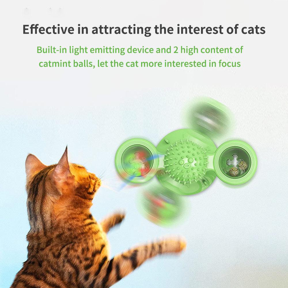 Cat Rotating Windmill Multi - Function Toys Itch Scratching Device Teeth Shining Toy - AmiraMart