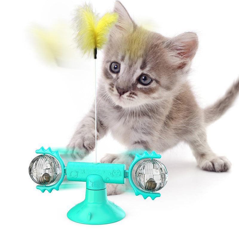 Cat Rotating Windmill Multi - Function Toys Itch Scratching Device Teeth Shining Toy - AmiraMart