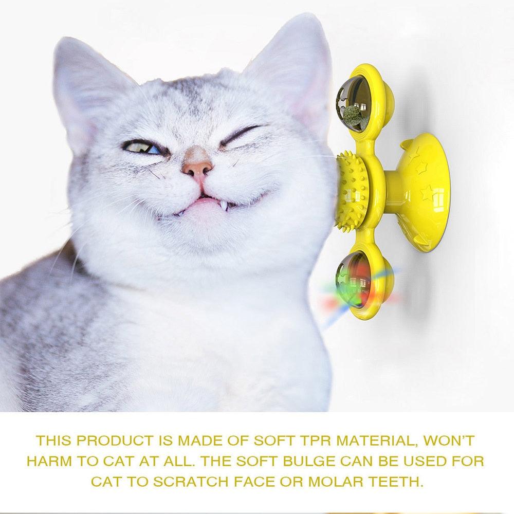 Cat Rotating Windmill Multi - Function Toys Itch Scratching Device Teeth Shining Toy - AmiraMart