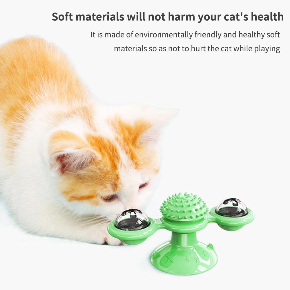 Cat Rotating Windmill Multi - Function Toys Itch Scratching Device Teeth Shining Toy - AmiraMart