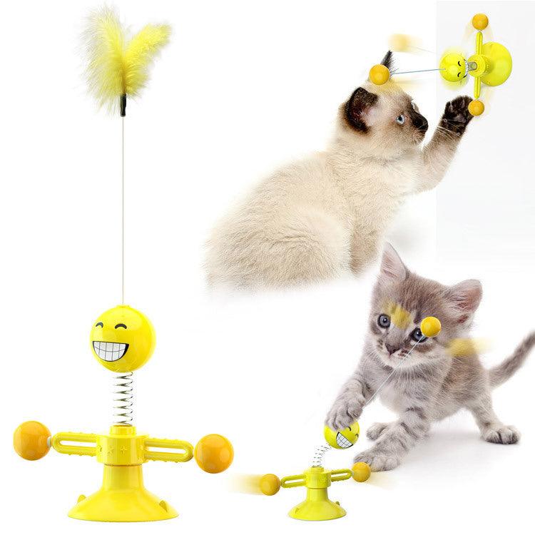 Cat Rotating Windmill Multi - Function Toys Itch Scratching Device Teeth Shining Toy - AmiraMart