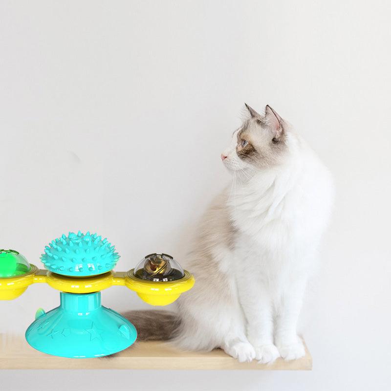 Cat Rotating Windmill Multi - Function Toys Itch Scratching Device Teeth Shining Toy - AmiraMart