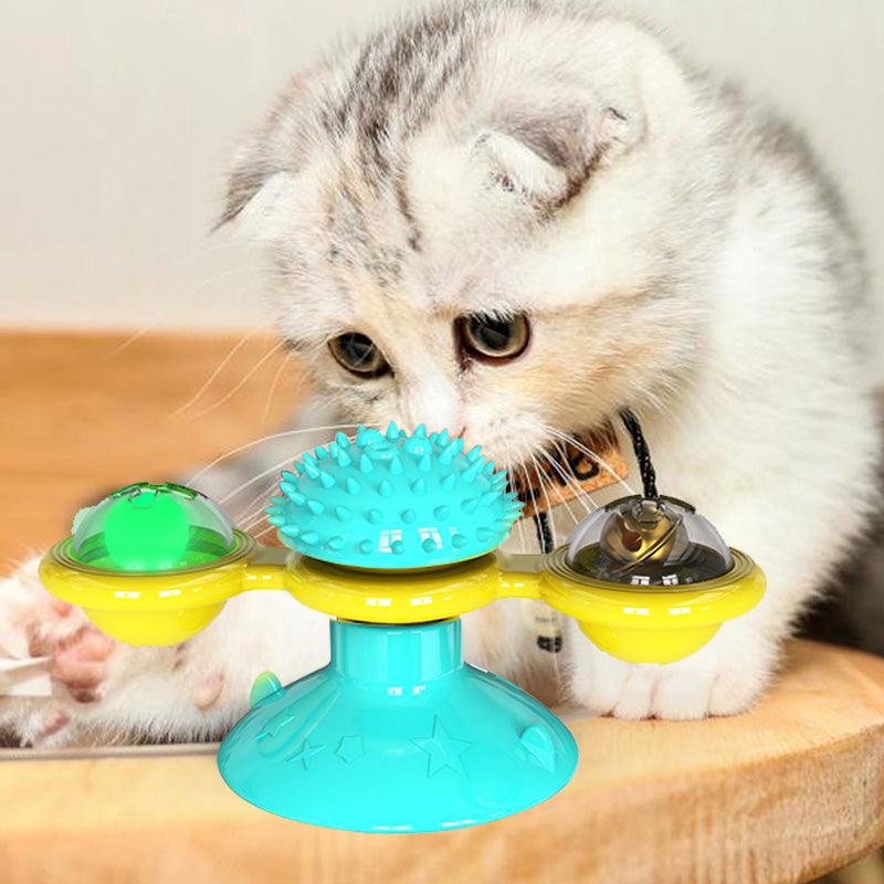 Cat Rotating Windmill Multi - Function Toys Itch Scratching Device Teeth Shining Toy - AmiraMart