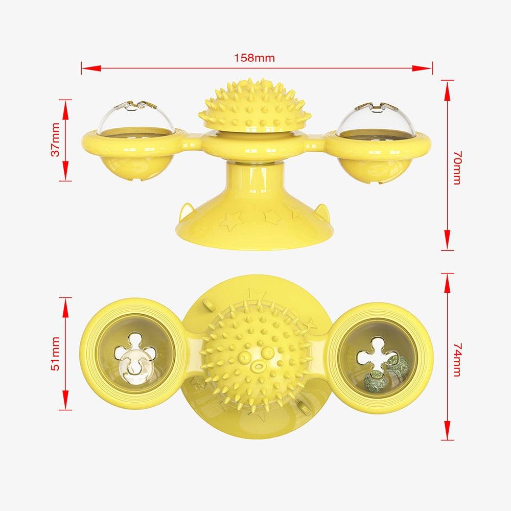Cat Rotating Windmill Multi - Function Toys Itch Scratching Device Teeth Shining Toy - AmiraMart