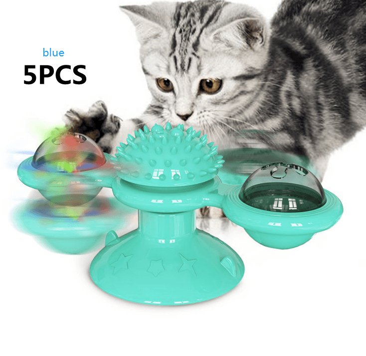Cat Rotating Windmill Multi - Function Toys Itch Scratching Device Teeth Shining Toy - AmiraMart